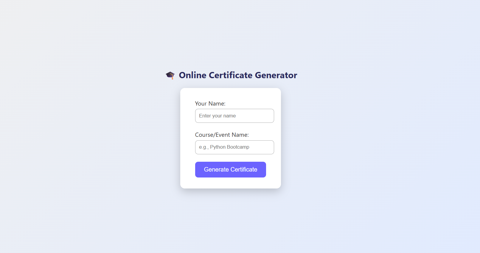 Project - Online Certificate Generator Site